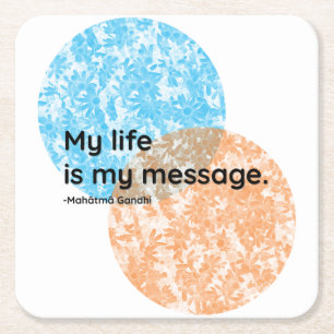 Porta-copo De Papel Quadrado Mahatma Gandhi Life Cita