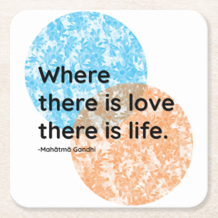Porta-copo De Papel Quadrado Mahatma Gandhi Love Live Cotes