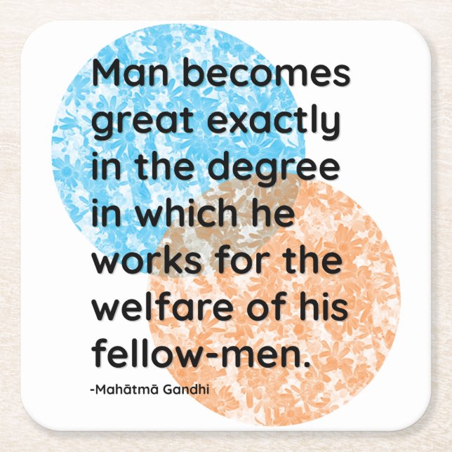 Porta-copo De Papel Quadrado Mahatma Gandhi Man cita (Frente)