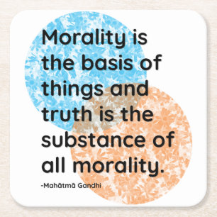 Porta-copo De Papel Quadrado Mahatma Gandhi Morality cita