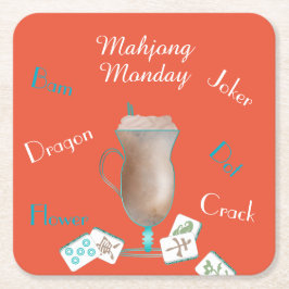 Porta-copo De Papel Quadrado Mahjong Party Coasters