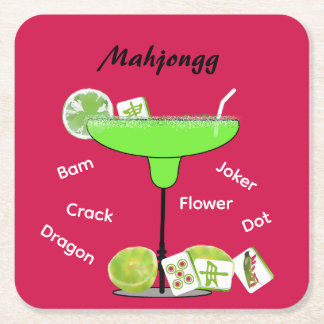 Porta-copo De Papel Quadrado Mahjong Tiles and Cocktail Paper Coaster