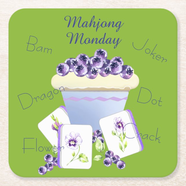 Porta-copo De Papel Quadrado Mahjong Tiles Paper Coaster (Frente)