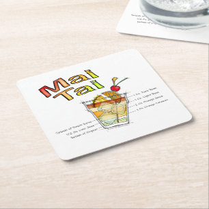 PORTA-COPO DE PAPEL QUADRADO MAI TAI COCKTAIL RECIPE ARTE