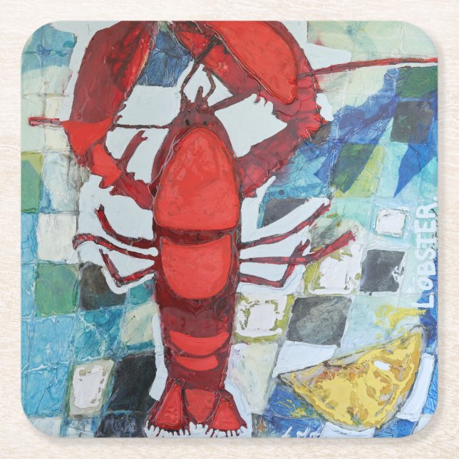 Porta-copo De Papel Quadrado Maine Lobster (Frente)