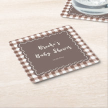 Mais Amor Brown Gingham Bow Baby Shower