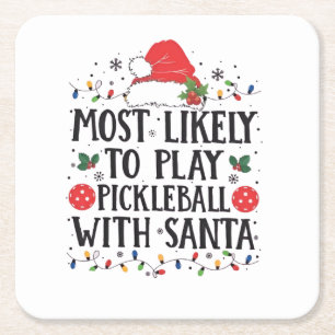 Porta-copo De Papel Quadrado Mais Propenso a Jogar Pickleball com o Papai Noel