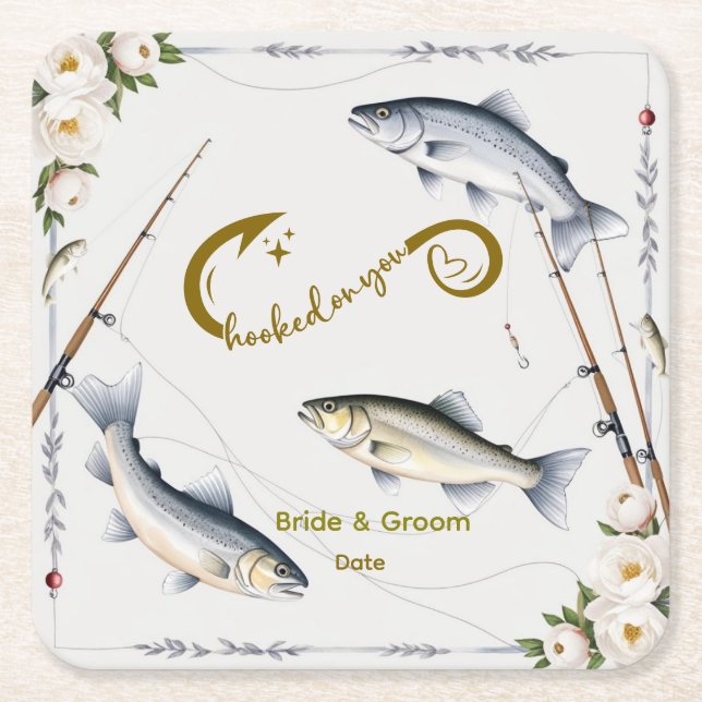 Porta-copo De Papel Quadrado Mala de pesca para amantes de pesca (Frente)