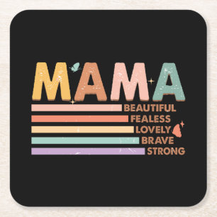 Porta-copo De Papel Quadrado Mama Bonita E Corajosa Forte