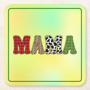 Porta-copo De Papel Quadrado Mama Natal Xadrez Estampa Design
