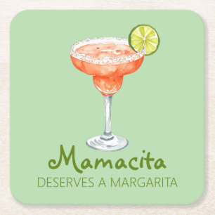 Porta-copo De Papel Quadrado Mamacita Merece Margarita Strawberry Marg