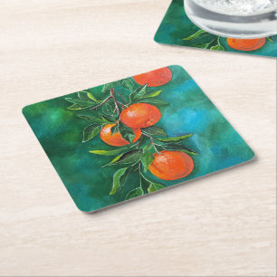 Porta-copo De Papel Quadrado Mandarins numa Noite de Inverno por Alfred Fox