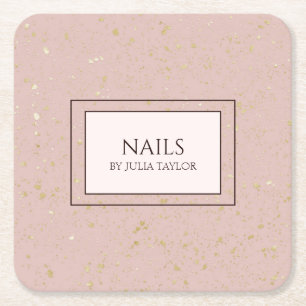 Porta-copo De Papel Quadrado Manicurista Dourado Elegante Rosa Glitter Nail Sal