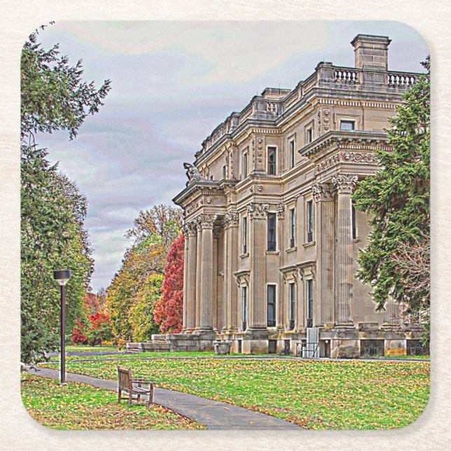 Porta-copo De Papel Quadrado Mansão de Vanderbuilt (Frente)