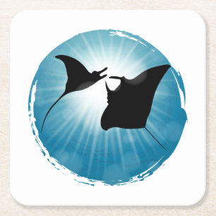 Porta-copo De Papel Quadrado Manta Ray Underwater Aquatic Life