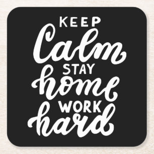 Porta-copo De Papel Quadrado Manter Calmo Fique Em Casa Duro