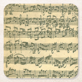 Porta-copo De Papel Quadrado Manuscrito da música de Bach Chaconne para o