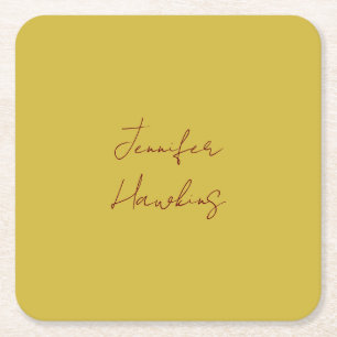 Porta-copo De Papel Quadrado manuscrito profissional de cor Dourada