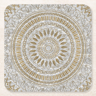 Porta-copo De Papel Quadrado Mão elegante design tribal tirado da mandala