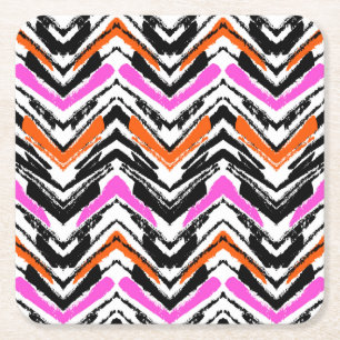 Porta-copo De Papel Quadrado Mão preta, alaranjada, e cor-de-rosa teste padrão