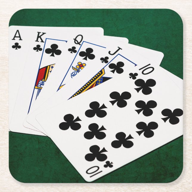 Porta-copo De Papel Quadrado Mãos-Poker - Royal Flush - Acessórios para Pistas (Frente)