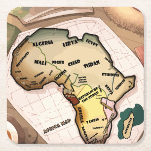 Porta-copo De Papel Quadrado Mapa da África