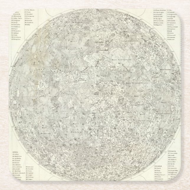 Porta-copo De Papel Quadrado Mapa da lua (Frente)