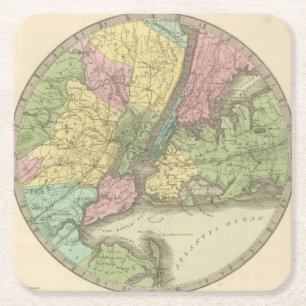 Porta-copo De Papel Quadrado Mapa da New York