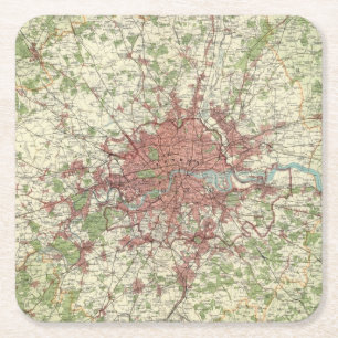 Porta-copo De Papel Quadrado Mapa da região de Londres