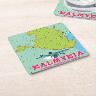 Porta-copo De Papel Quadrado Mapa da Rússia Kalmykia
