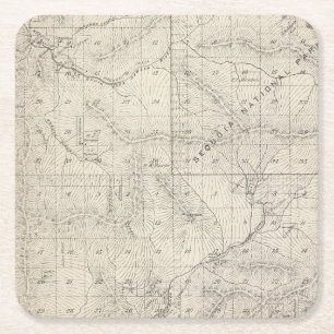 Porta-copo De Papel Quadrado Mapa da seção de T1819S R2930E Tulare County