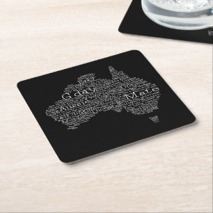 Porta-copo De Papel Quadrado Mapa das gírias australianas