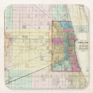 Porta-copo De Papel Quadrado Mapa de Chicago
