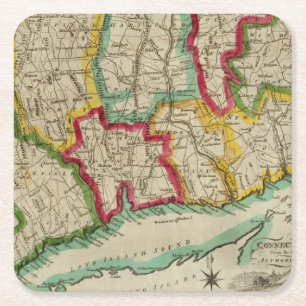 Porta-copo De Papel Quadrado Mapa de Connecticut