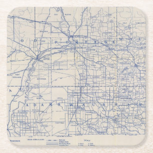 Porta-copo De Papel Quadrado Mapa de estradas 2 da bicicleta de Wisconsin