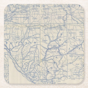 Porta-copo De Papel Quadrado Mapa de estradas 6 da bicicleta de Wisconsin