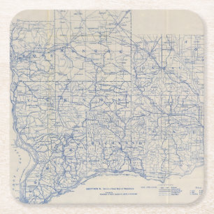 Porta-copo De Papel Quadrado Mapa de estradas da bicicleta de Wisconsin