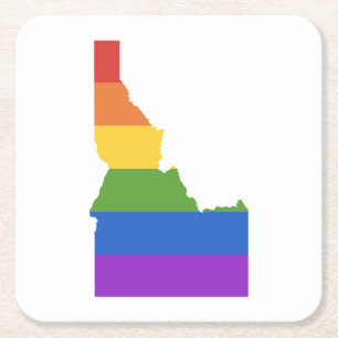 Porta-copo De Papel Quadrado Mapa de Gay dos EUA  Estado de Idaho