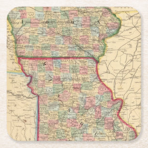 Porta-copo De Papel Quadrado Mapa de Iowa, Missouri por Mitchell