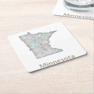 Porta-copo De Papel Quadrado Mapa de Minnesota