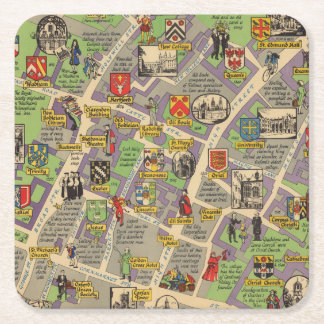 Porta-copo De Papel Quadrado Mapa de Oxford, Inglaterra (estradas de ferro