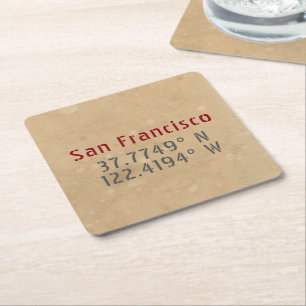 Porta-copo De Papel Quadrado Mapa de São Francisco Coordena Urbano