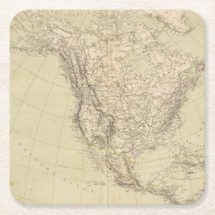 Porta-copo De Papel Quadrado Mapa do atlas de America do Norte que mostra