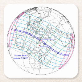 Porta-copo De Papel Quadrado Mapa do Eclipse Solar Total de 2027