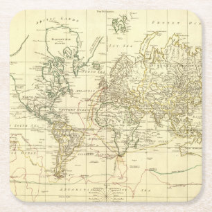 Porta-copo De Papel Quadrado Mapa do mundo 5
