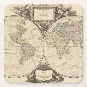 Porta-copo De Papel Quadrado Mapa do mundo 9