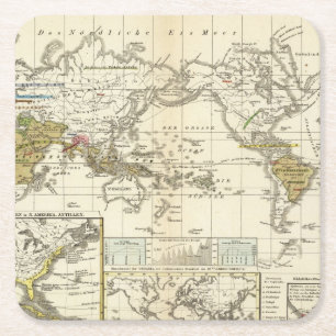 Porta-copo De Papel Quadrado Mapa do mundo das doenças