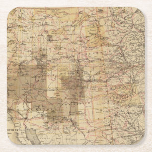 Porta-copo De Papel Quadrado Mapa do progresso 1878 das avaliações geográfic