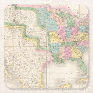 Porta-copo De Papel Quadrado Mapa dos Estados Unidos de America do Norte