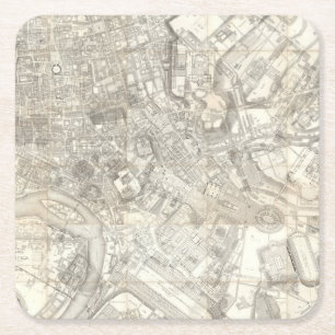Porta-copo De Papel Quadrado Mapa topográfico de Roma antiga, Italia